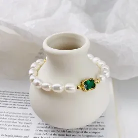 Gemstone Green Pearl Bracelet 